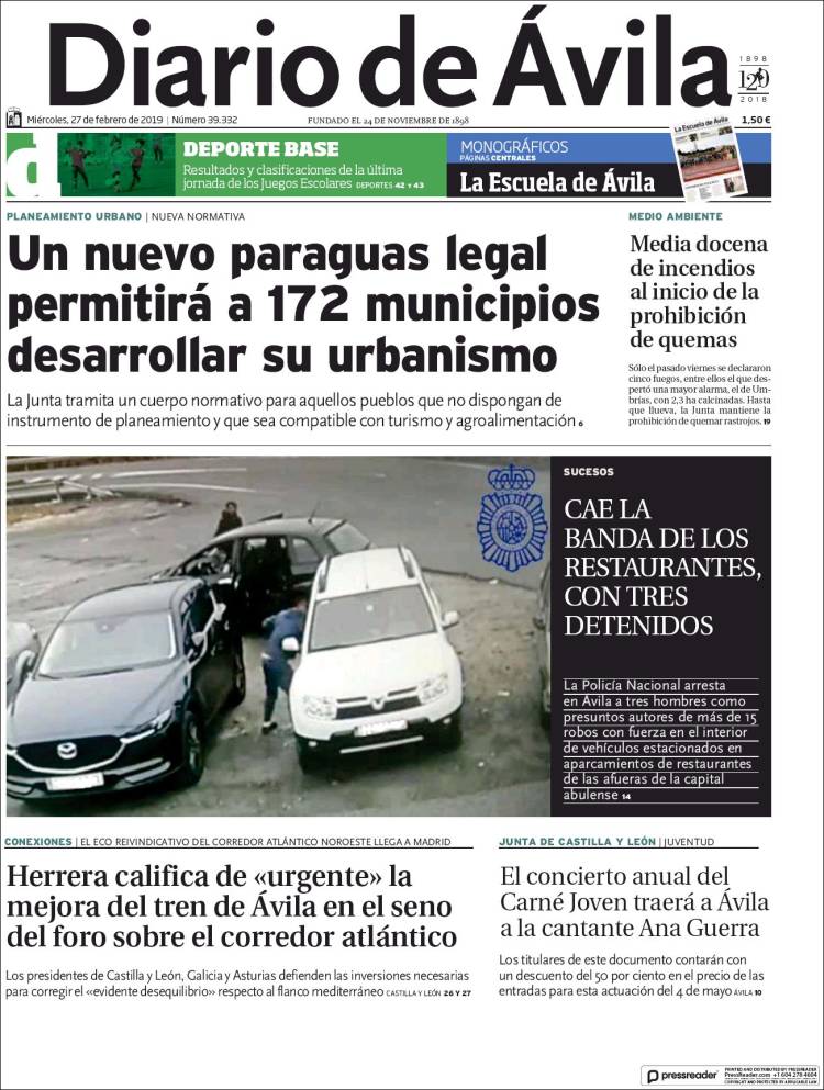 Portada de Diario de Ávila (España)