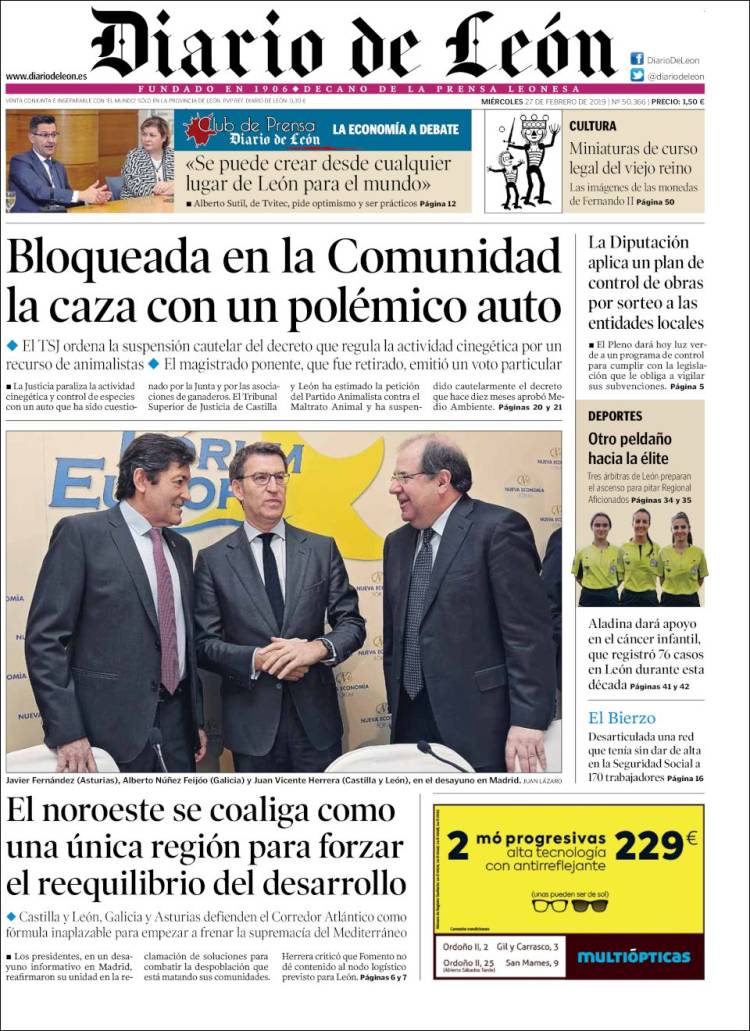 Portada de Diario de León (España)