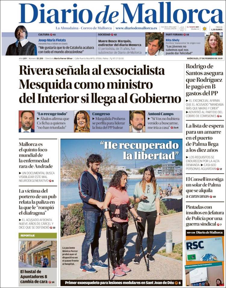 Portada de Diario de Mallorca (España)