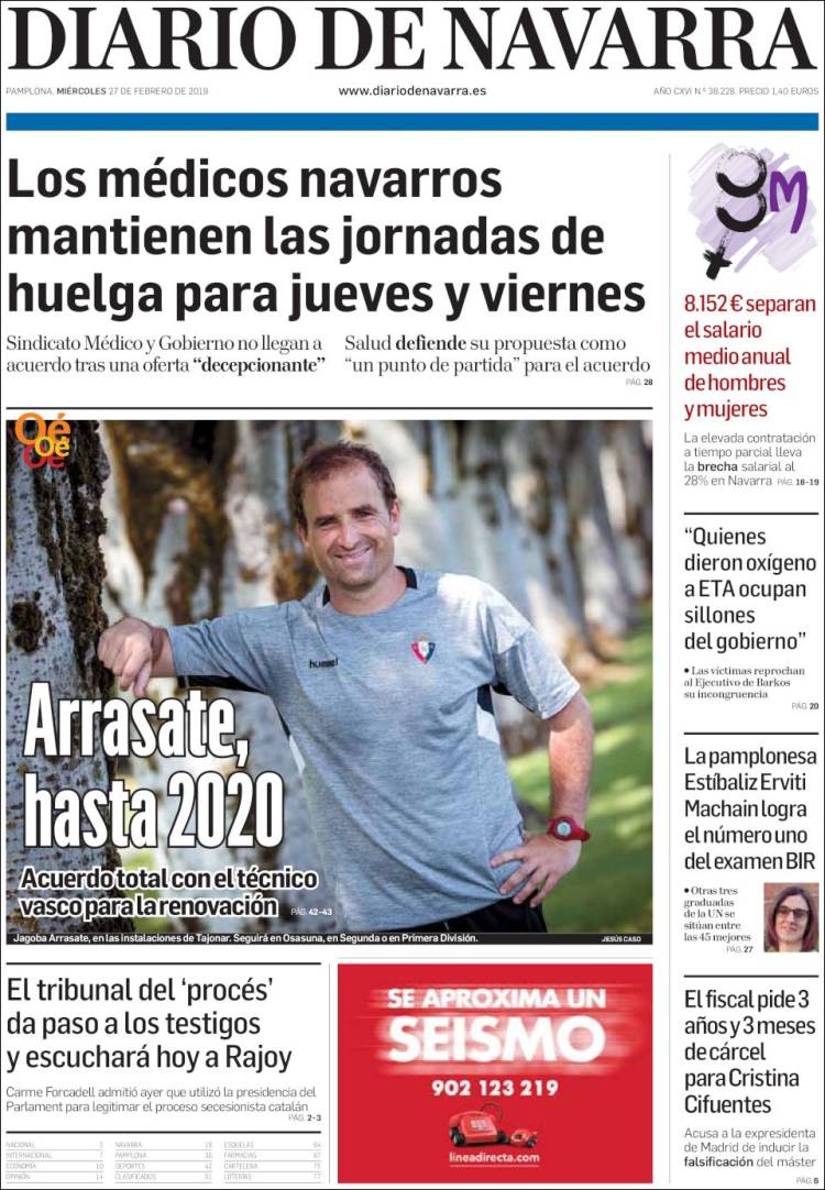 Portada de Diario de Navarra (España)