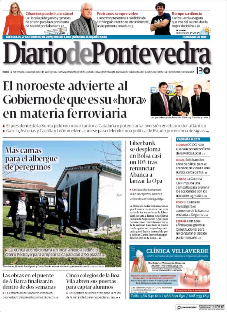 Portada de Diario de Pontevedra (España)