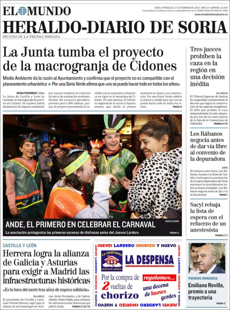 Portada de Diario de Soria (España)