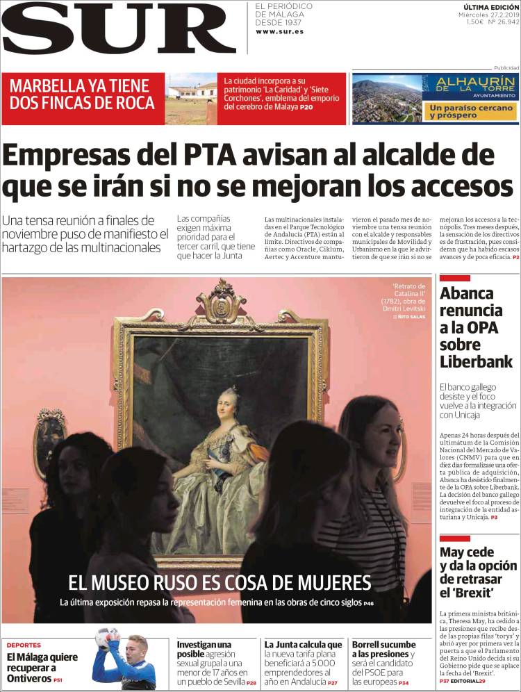 Portada de Diario el Sur (España)