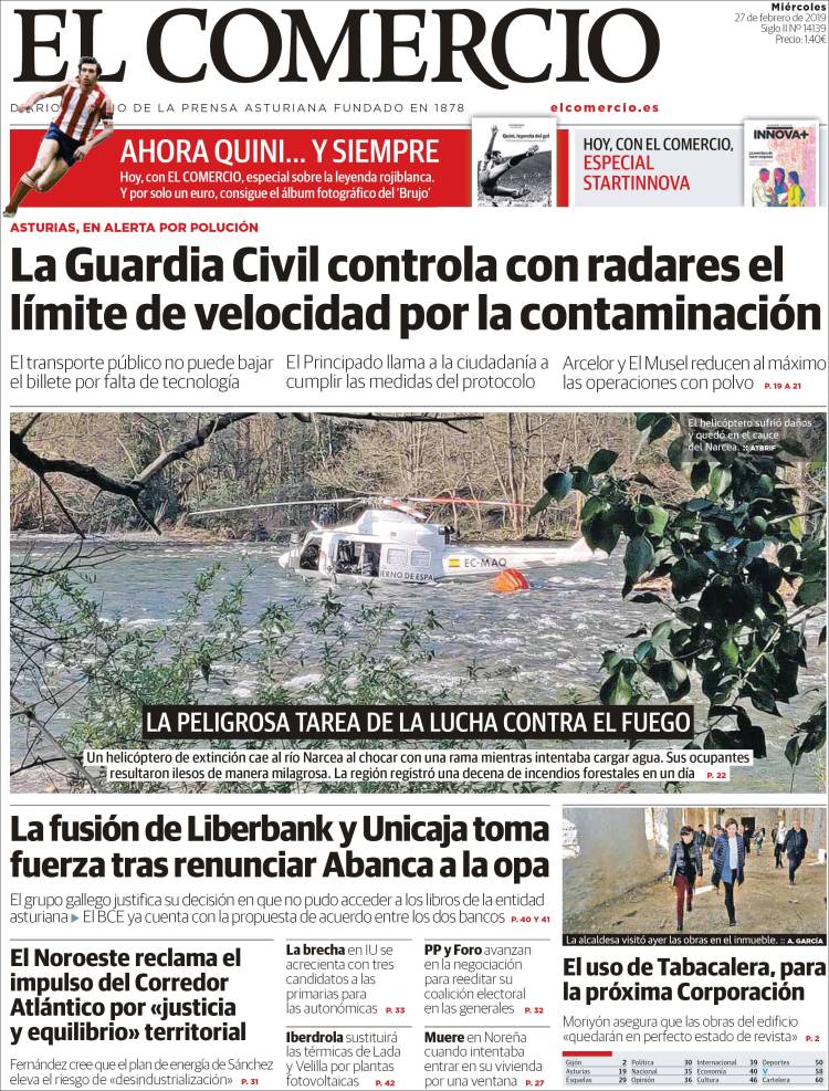 Portada de El Comercio (España)