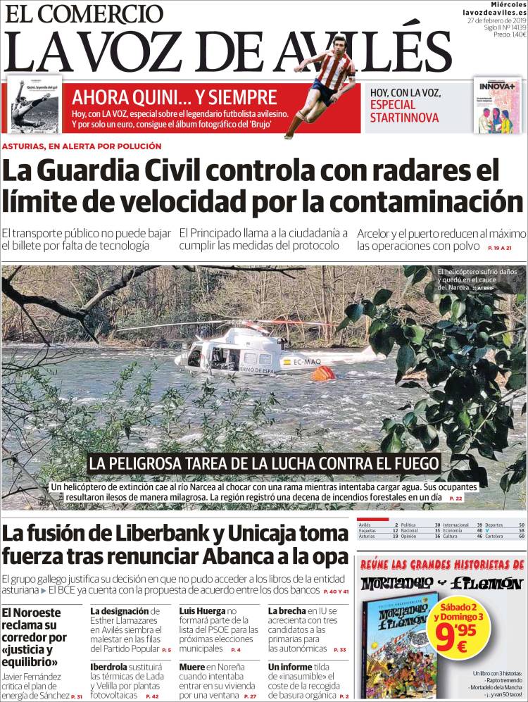 Portada de El Comercio - Avilés (España)