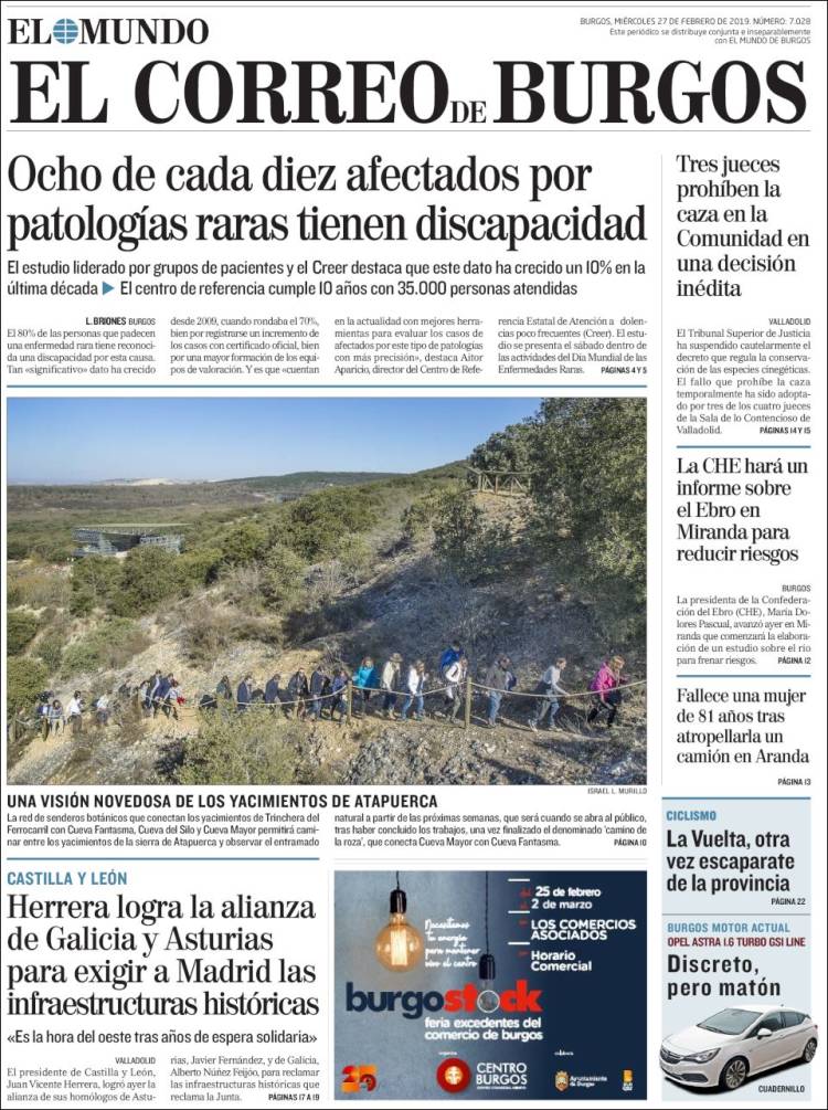 Portada de El Correo de Burgos (España)