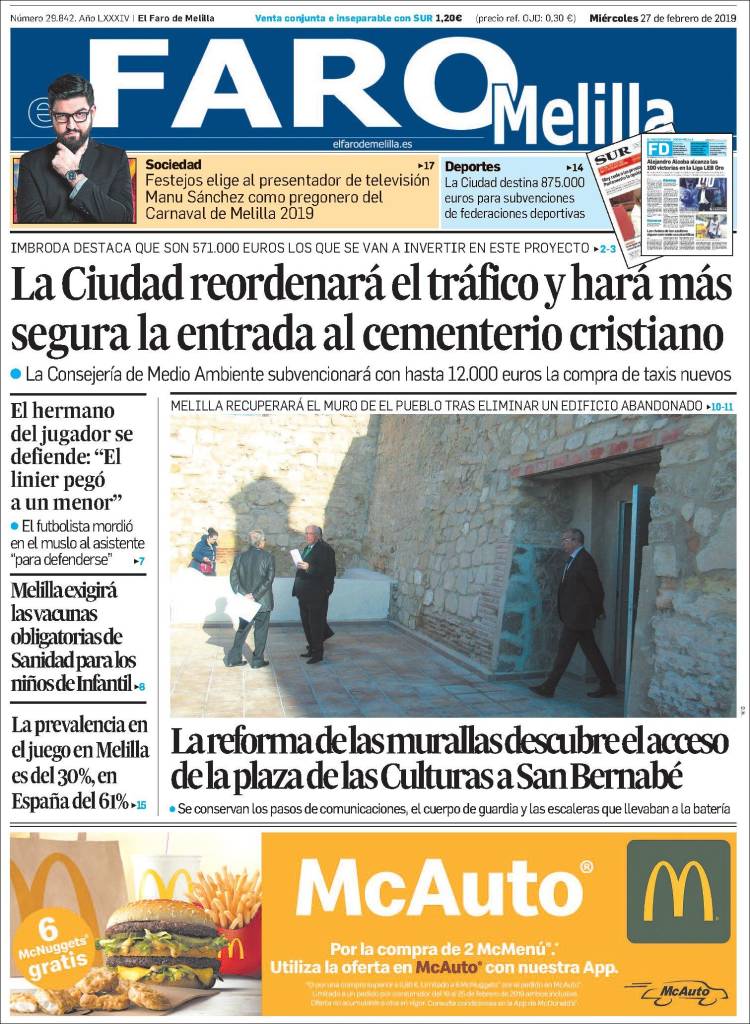 Portada de El Faro de Melilla (España)