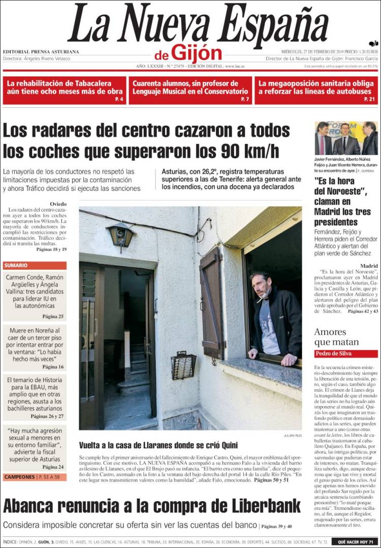 Portada de La Nueva España - Gijón (España)