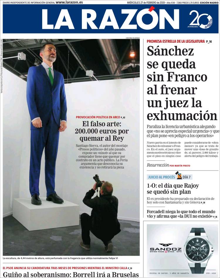 Portada de La Razón (España)