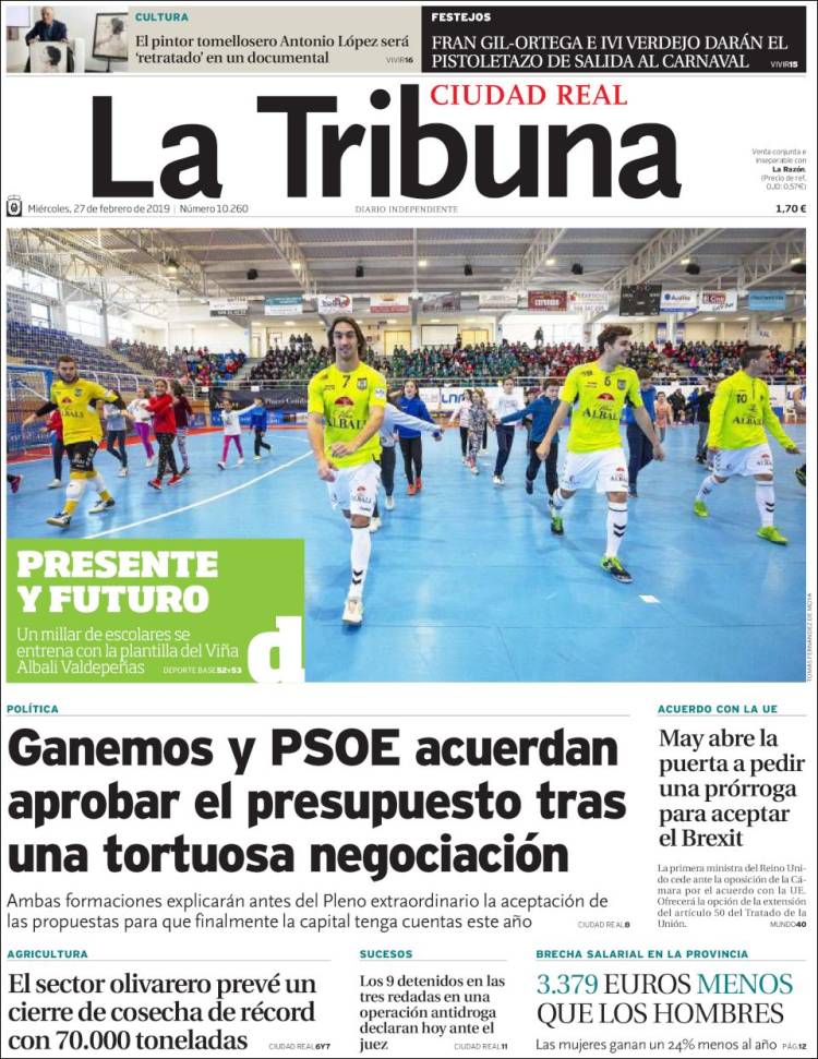 Portada de La Tribuna de Ciudad Real (España)