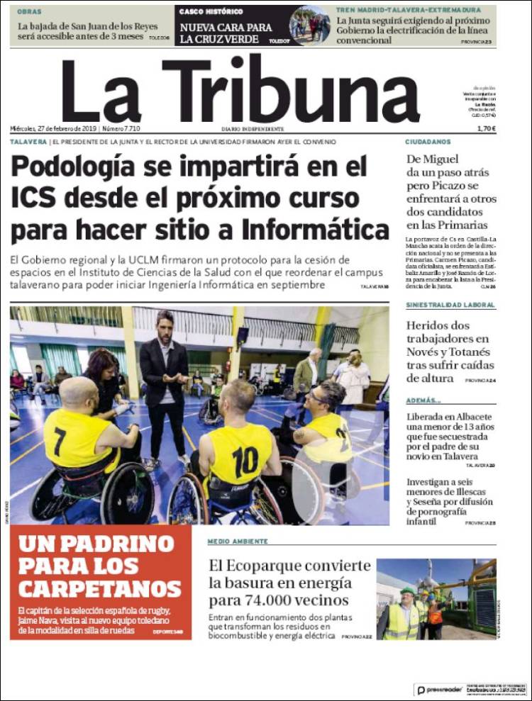 Portada de La Tribuna de Toledo (España)