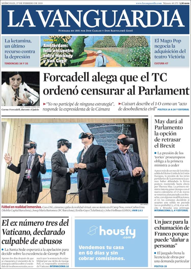 Portada de La Vanguardia (España)