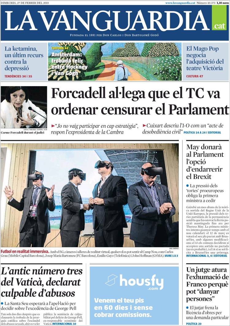 Portada de La Vanguardia (España)