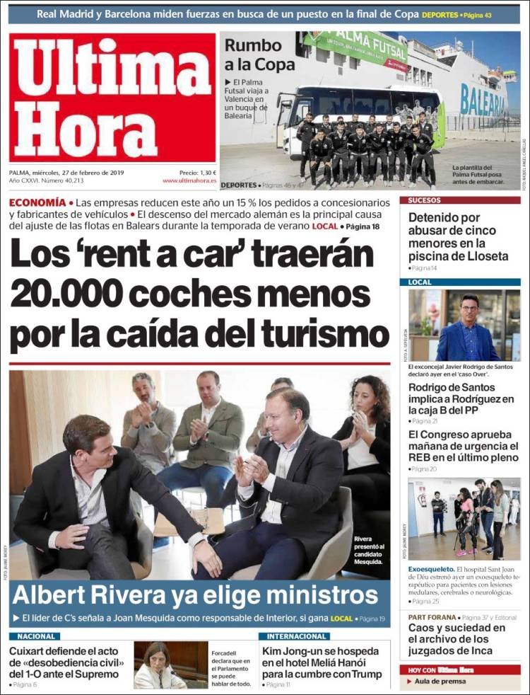 Portada de Última Hora (España)