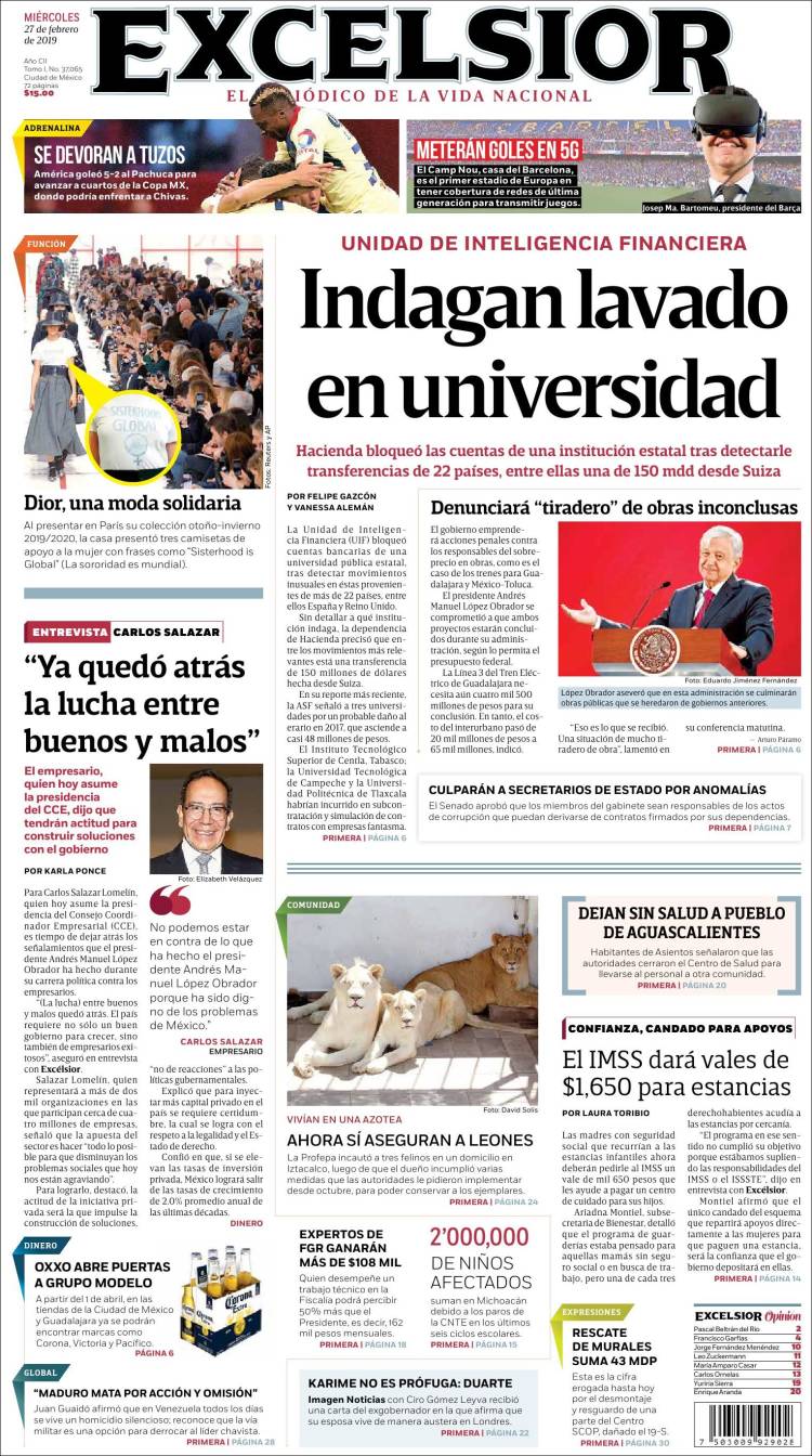 Portada de Excelsior (Mexico)