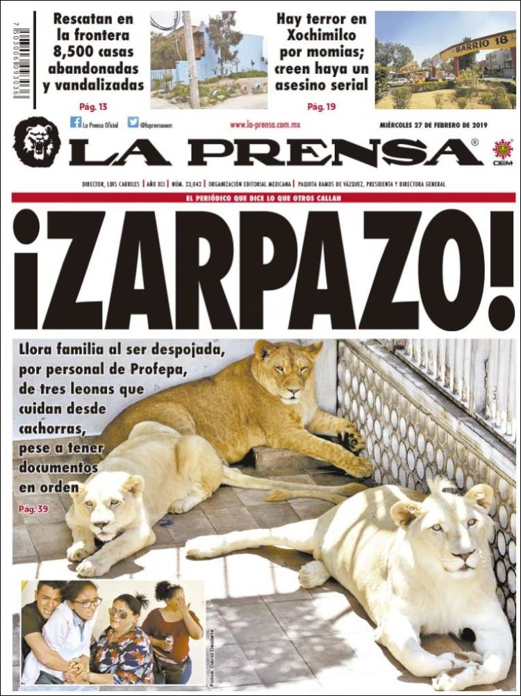 Portada de La Prensa (Mexico)