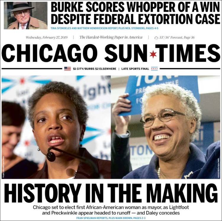 Portada de Chicago Sun-Times (USA)