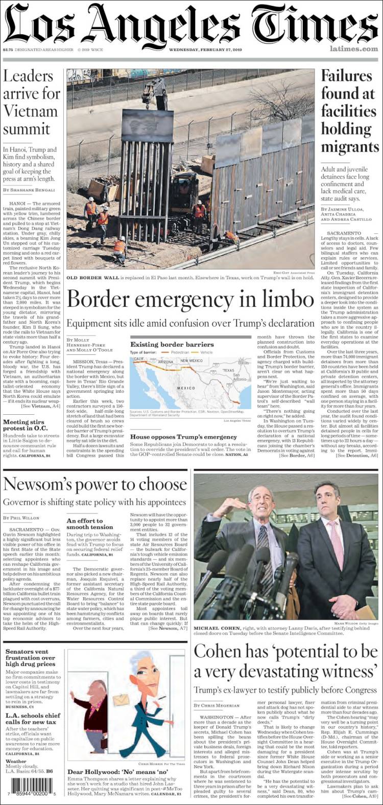 Portada de Los Angeles Times (USA)