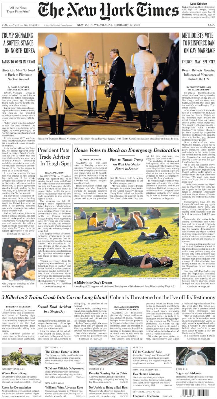 Portada de New York Times (USA)