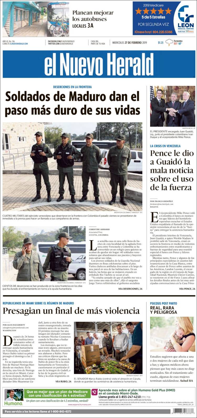 Portada de El Nuevo Herald (USA)