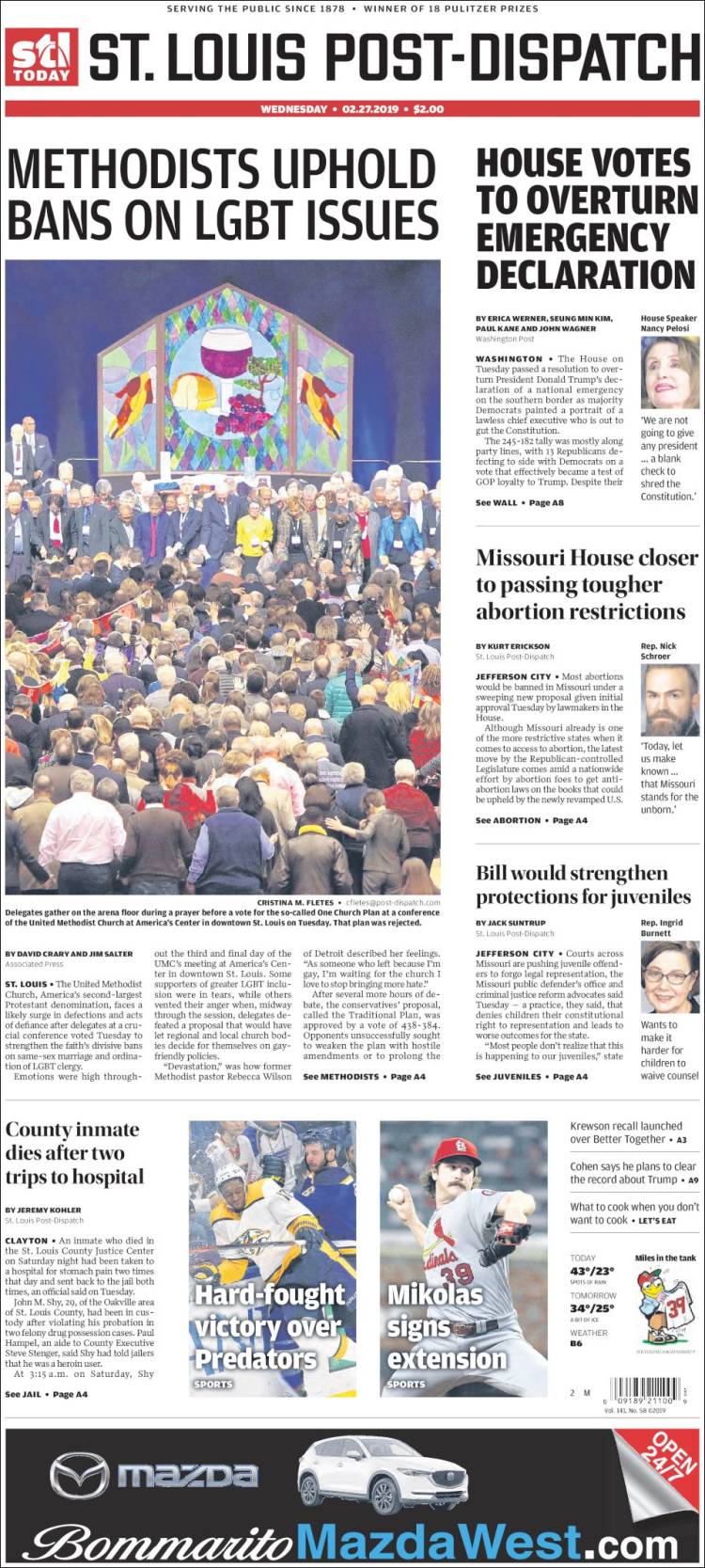 Portada de St. Louis Post-Dispatch (USA)