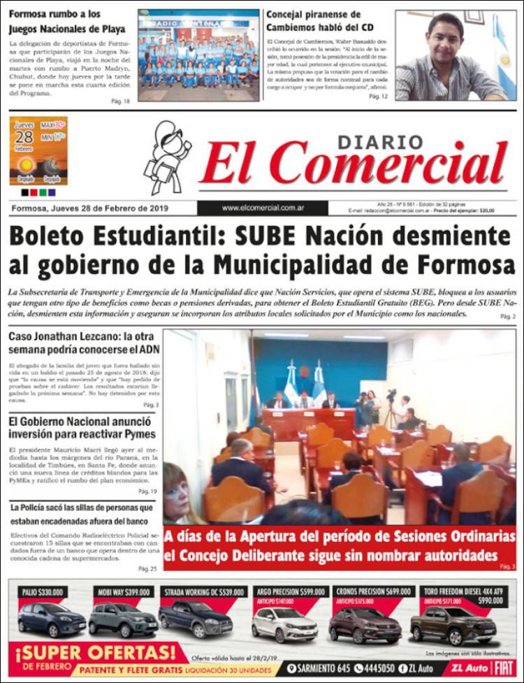 Portada de Diario El Comercial (Argentina)