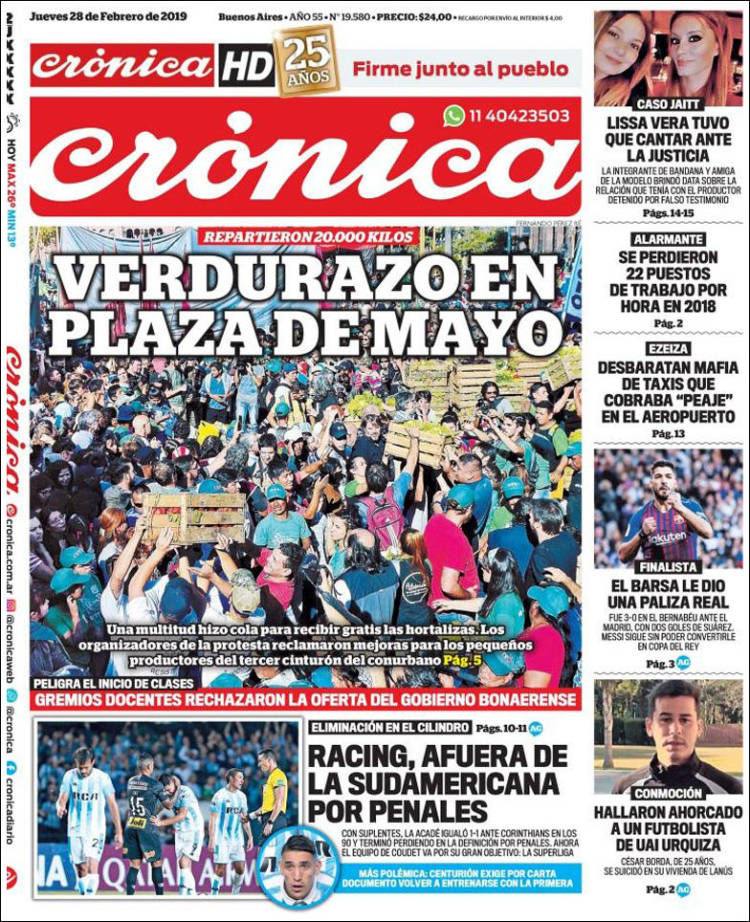 Portada de Crónica (Argentina)
