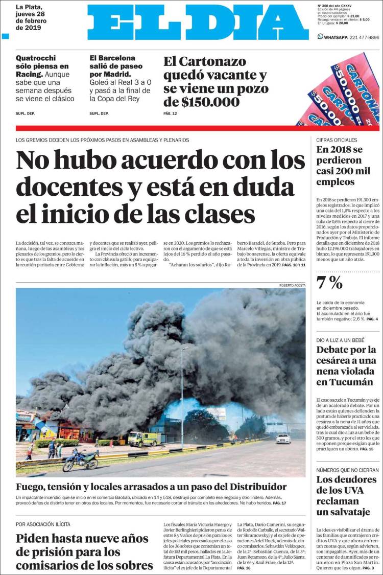 Portada de El Día de la Plata (Argentina)