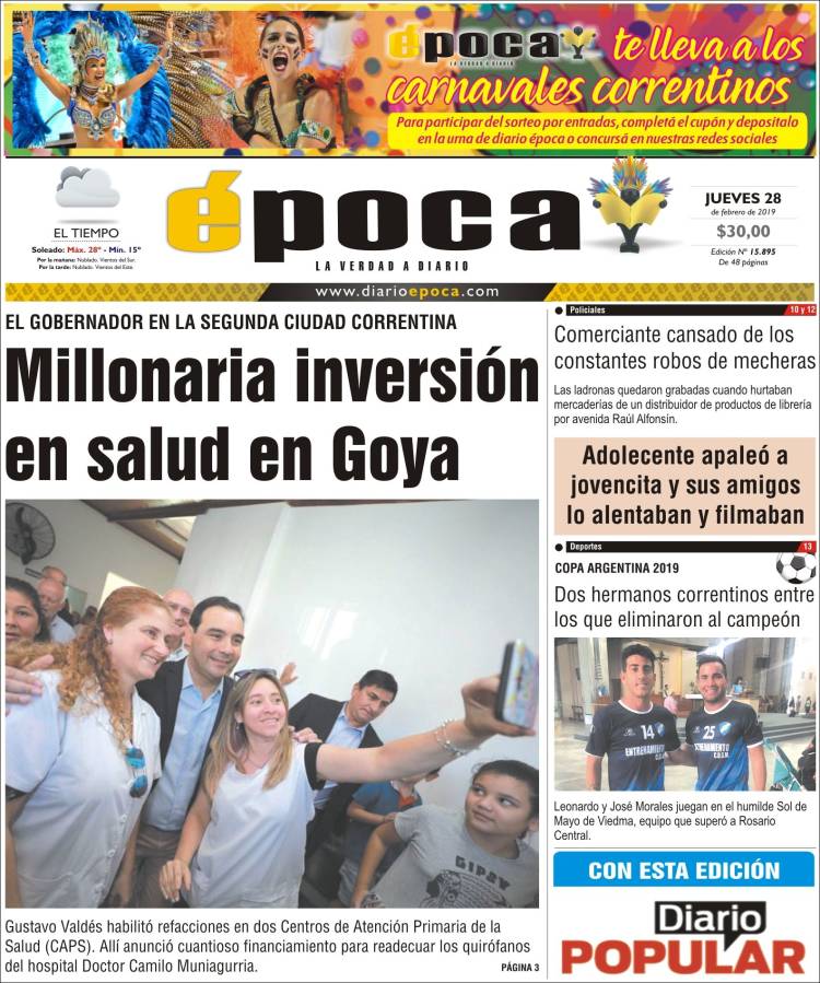 Portada de Diario Época (Argentina)