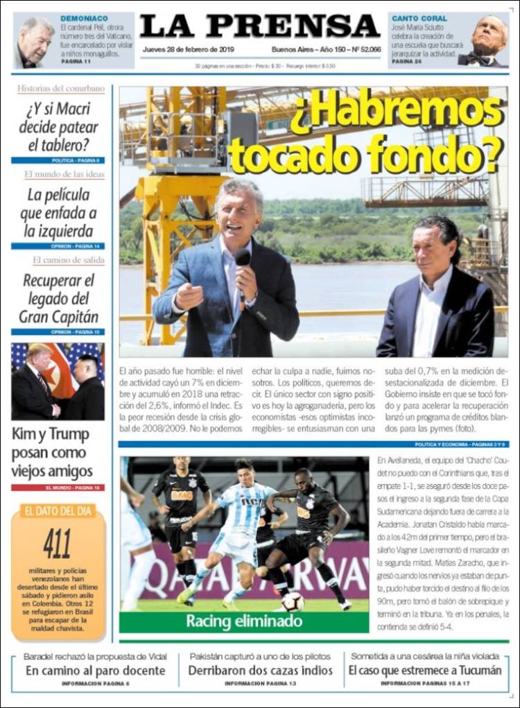 Portada de La Prensa (Argentina)