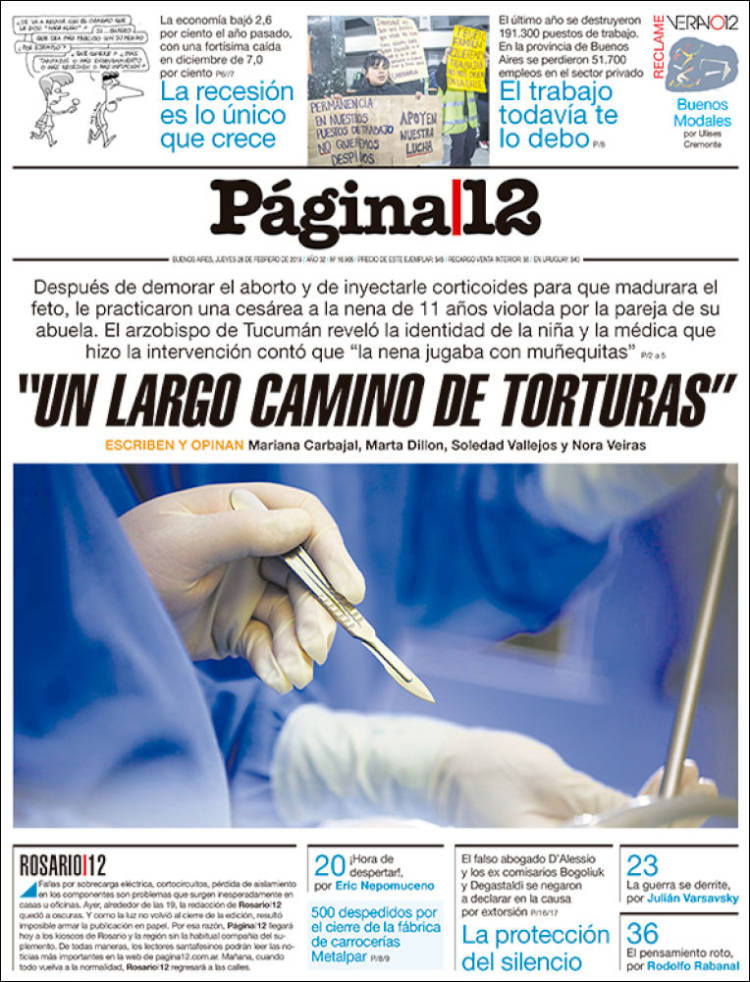 Portada de Página/12 (Argentina)