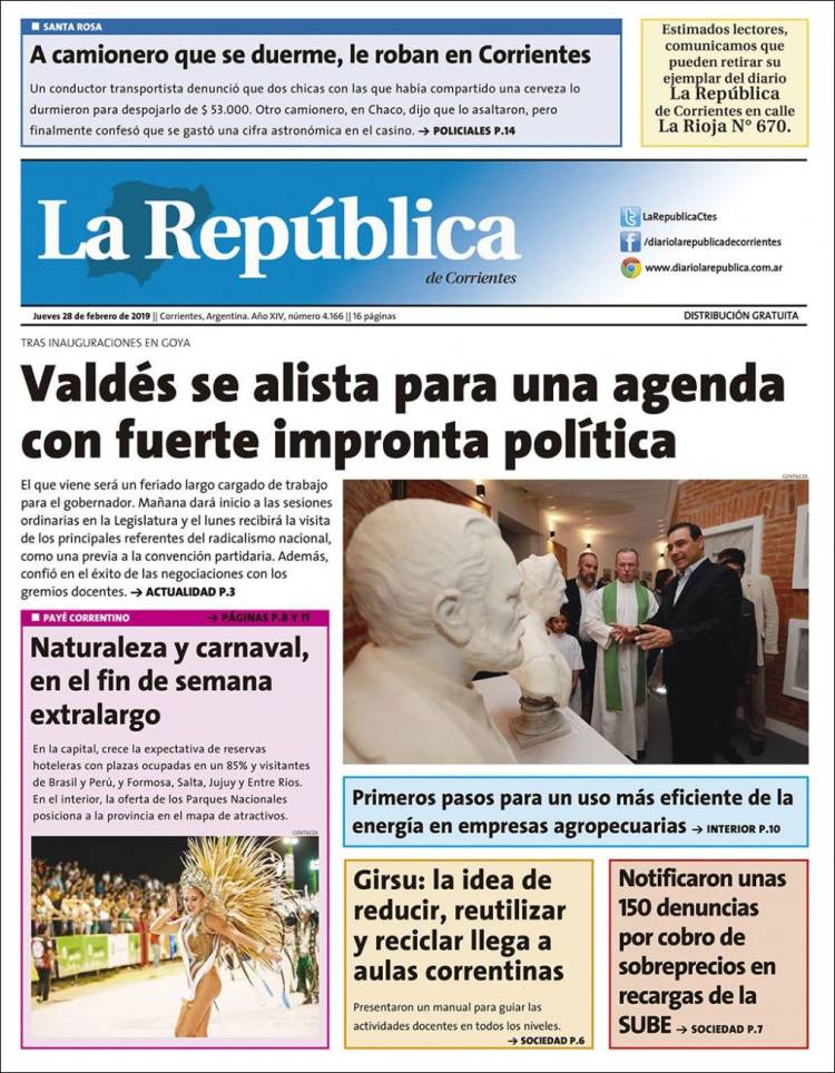 Portada de La República de Corrientes (Argentina)