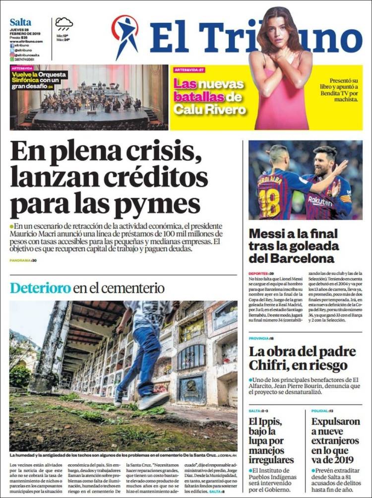 Portada de El Tribuno - Salta (Argentina)