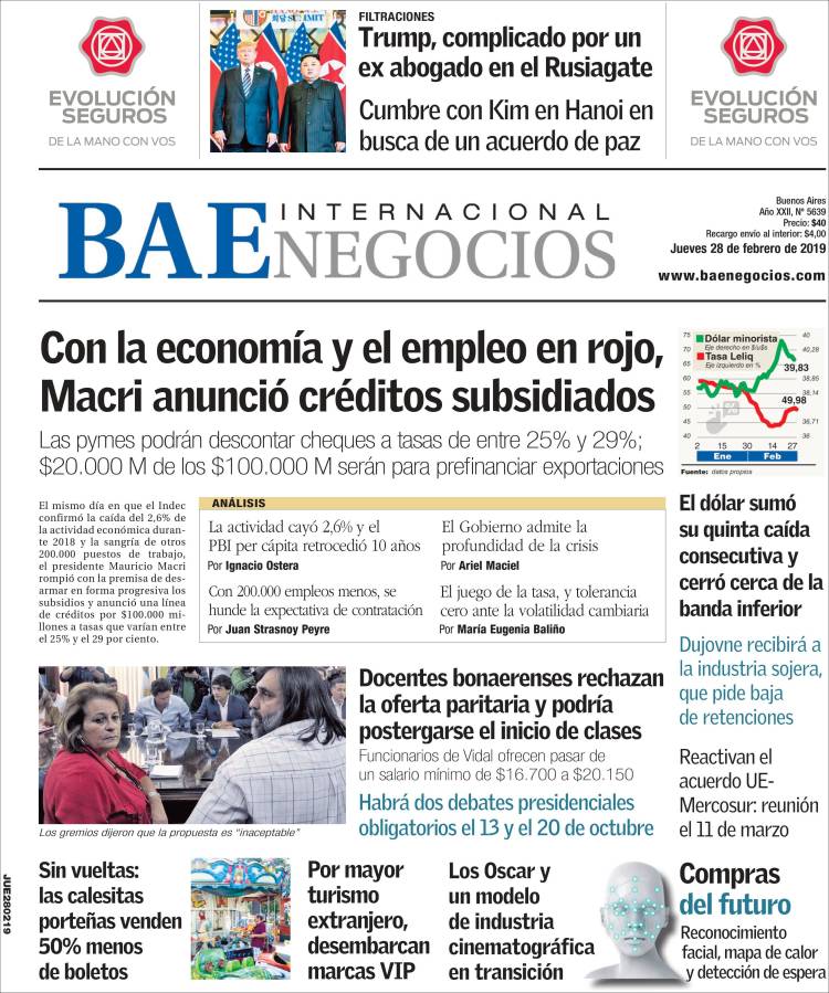 Portada de Buenos Aires Económico (Argentina)