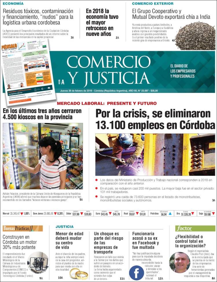Portada de Comercio y Justicia (Argentina)