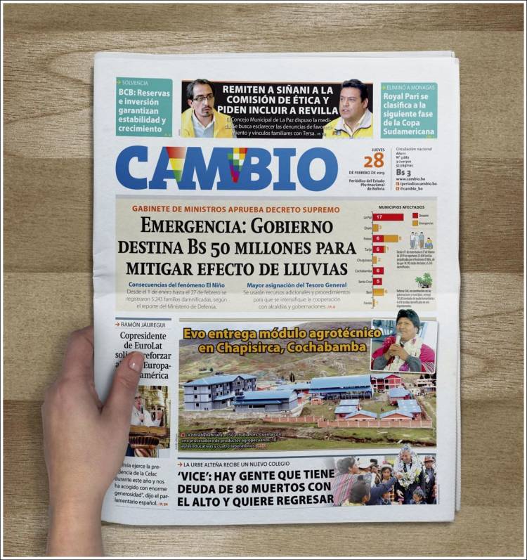 Portada de Cambio (Bolivia)