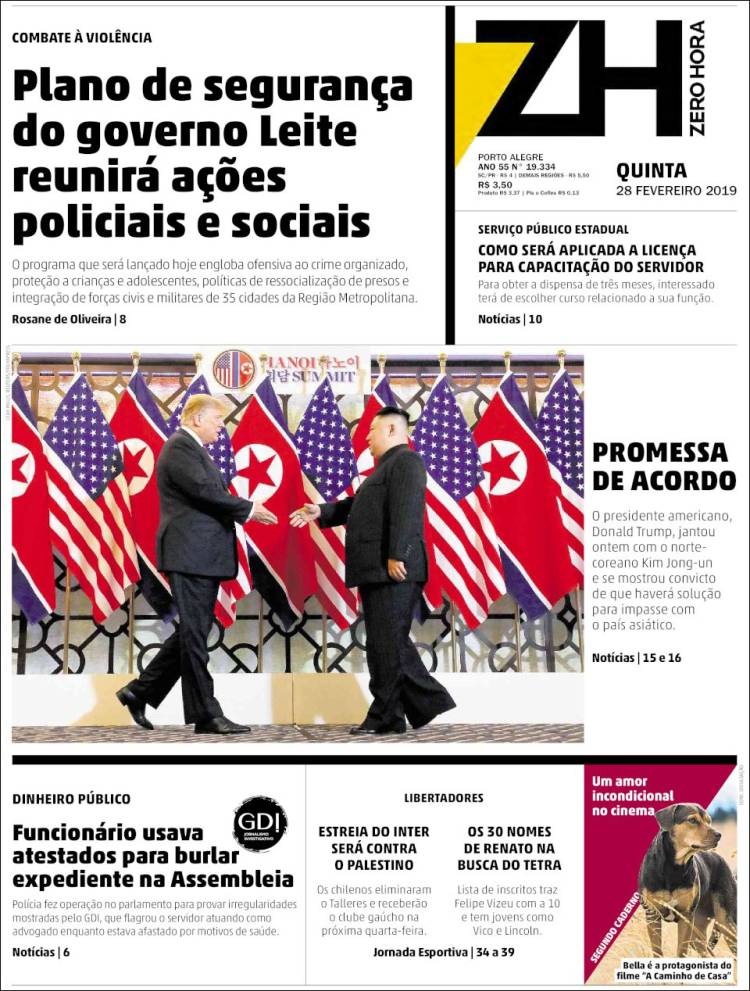 Portada de Zero Hora (Brasil)