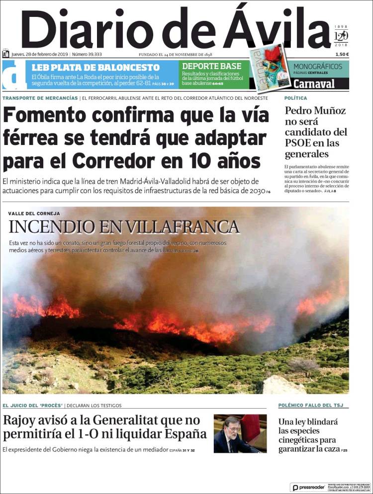 Portada de Diario de Ávila (España)