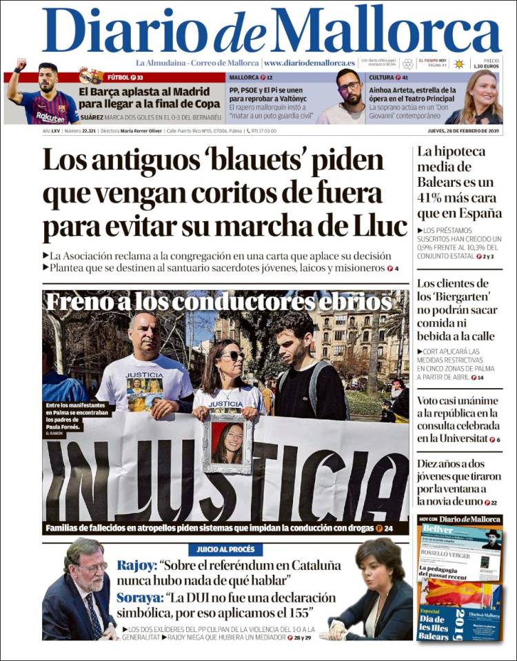 Portada de Diario de Mallorca (España)