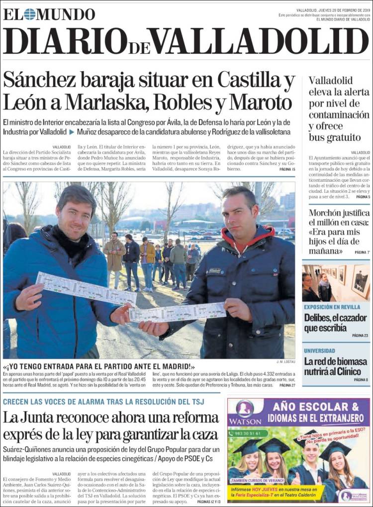 Portada de Diario de Valladolid (España)