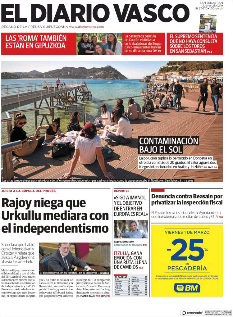 Portada de Diario Vasco (España)