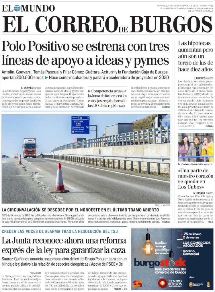 Portada de El Correo de Burgos (España)