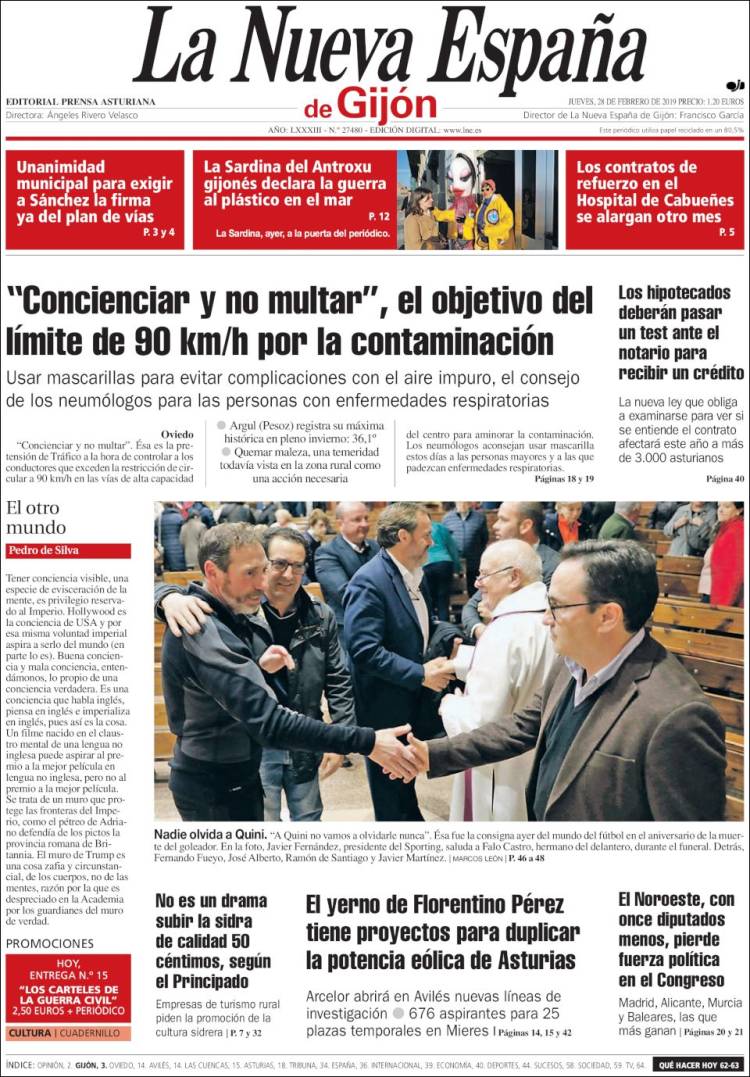 Portada de La Nueva España - Gijón (España)