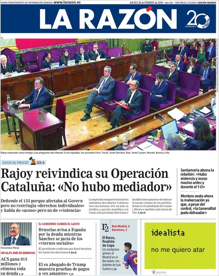 Portada de La Razón (España)