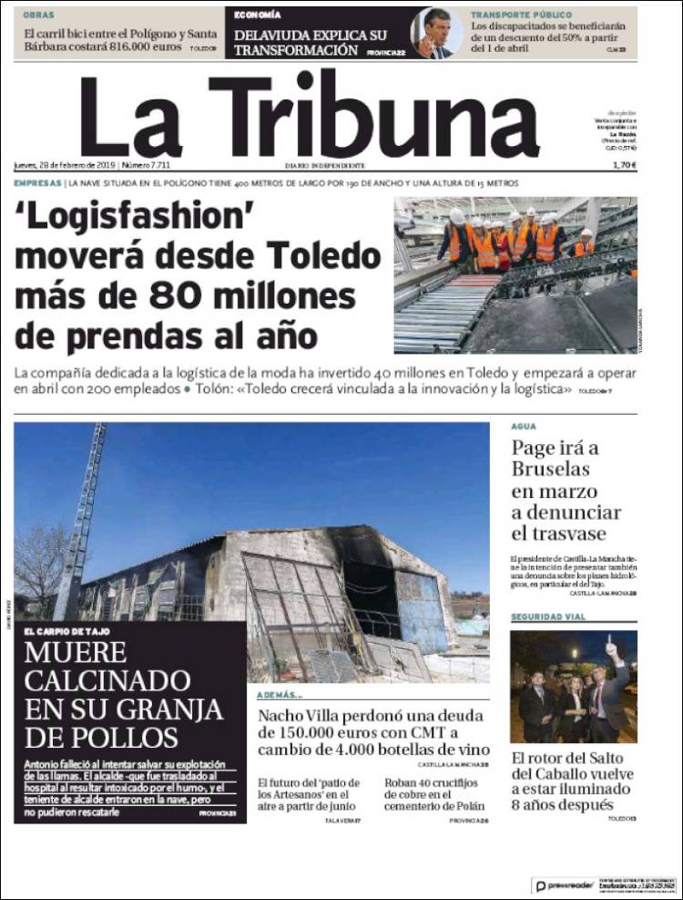 Portada de La Tribuna de Toledo (España)