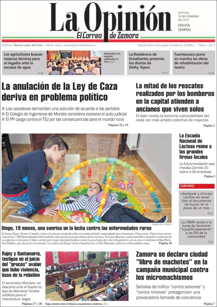 Portada de La Opinión - El Correo de Zamora (España)