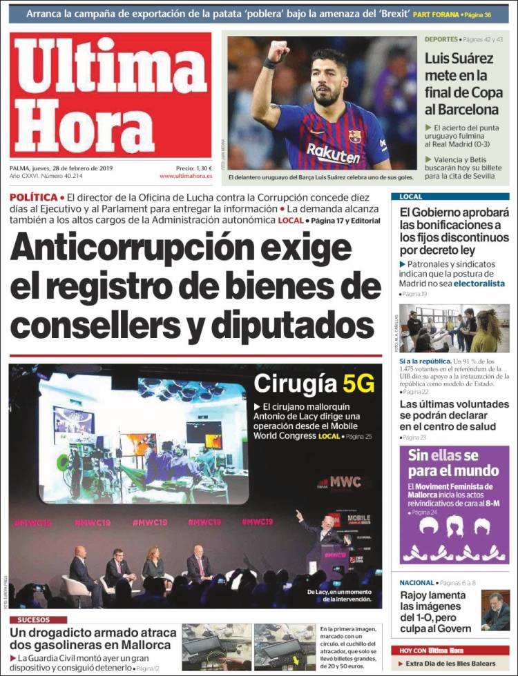 Portada de Última Hora (España)