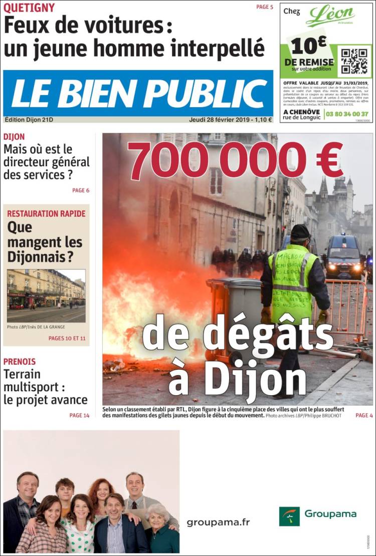Portada de Le Bien Public (Francia)