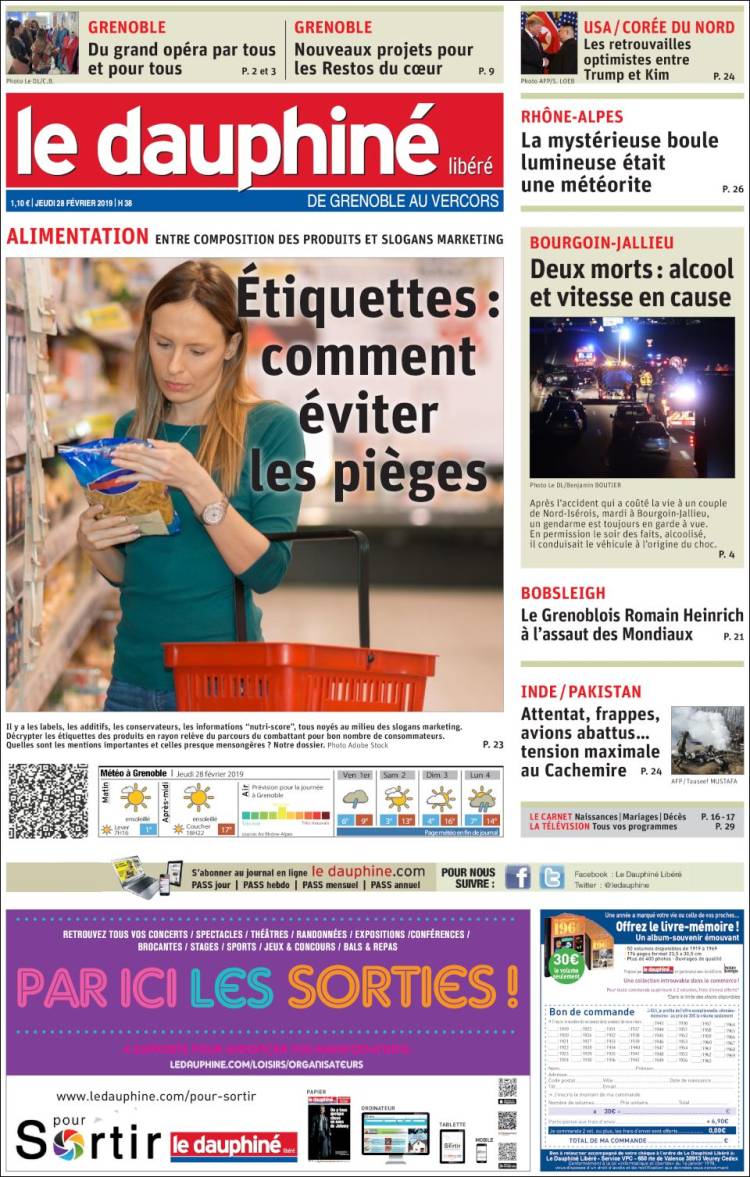 Portada de Le Dauphiné Libéré (Francia)