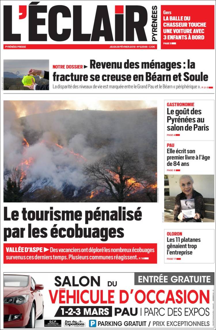 Portada de L'Eclair des Pyrénées (Francia)